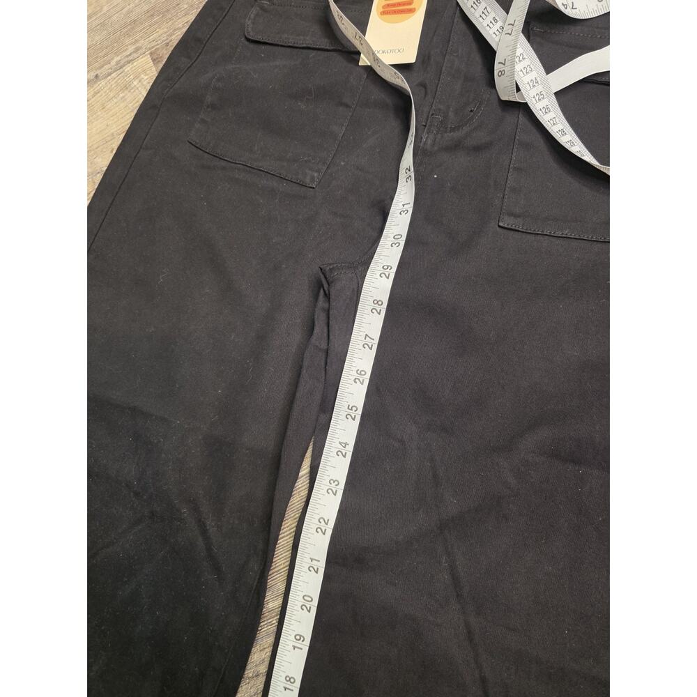 DOKOTOO Pants Womens Size 10 Black Wide Leg Utility Patch Pocket Stretch NWT - Picture 3 of 8